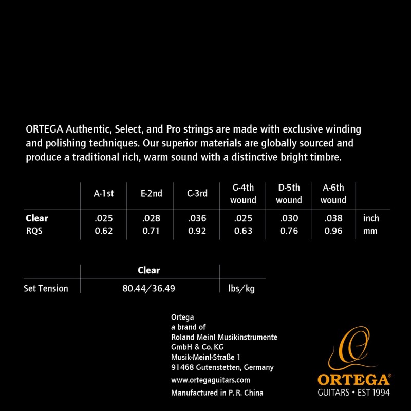 Ortega RQS - struny nylonowe do gitary klasycznej (.025/.038) - 2 Ortega RQS - struny nylonowe do gitary klasycznej (.025/.038) - 2