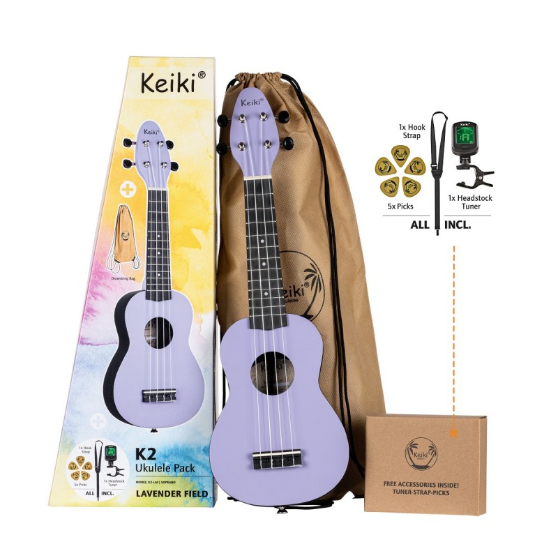Ortega Keiki K2-LAF - ukulele sopranowe, zestaw Lavender Field - 1 Ortega Keiki K2-LAF - ukulele sopranowe, zestaw Lavender Field - 1