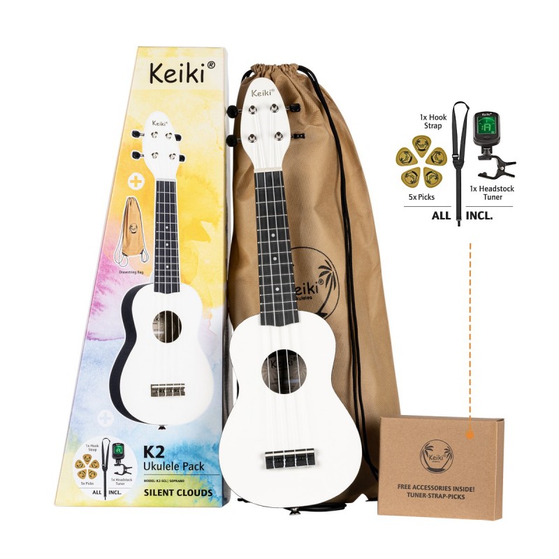 Ortega Keiki K2-SCL - ukulele sopranowe, zestaw Silent Clouds - 1 Ortega Keiki K2-SCL - ukulele sopranowe, zestaw Silent Clouds - 1