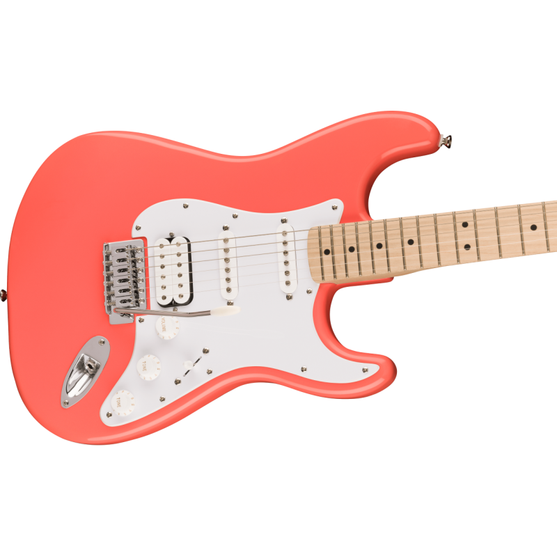 Squier Sonic Stratocaster HSS, MF, White Pickguard, Tahitian Coral - 4