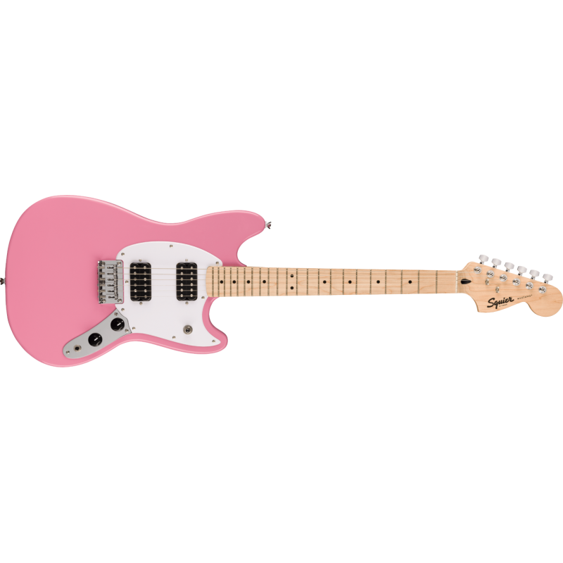 Squier Sonic Mustang HH, MF, White Pickguard, Flash Pink - 1