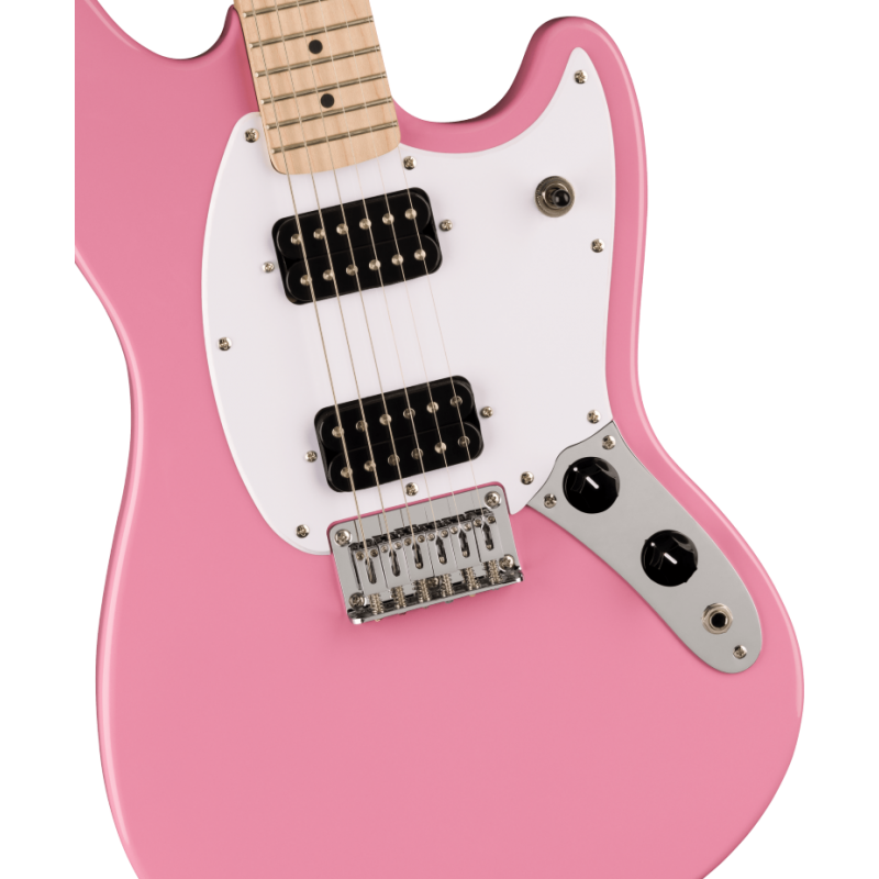 Squier Sonic Mustang HH, MF, White Pickguard, Flash Pink - 3