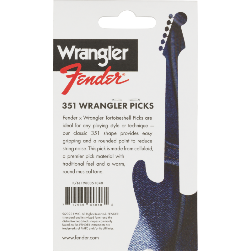 Fender  and Wrangler Picks, 351 Shape, Tortoiseshell, (8) - 3