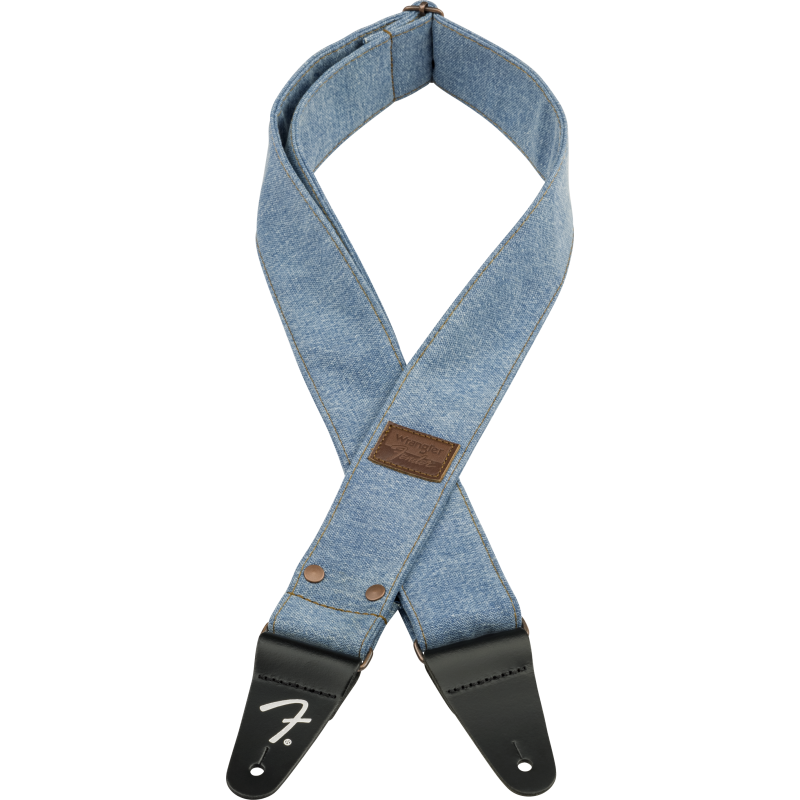 Fender  x Wrangler Riveted Denim Strap, Light Indigo - 1