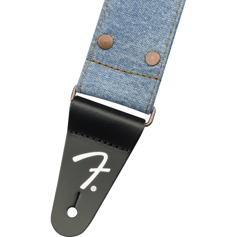 Fender  x Wrangler Riveted Denim Strap, Light Indigo - 2