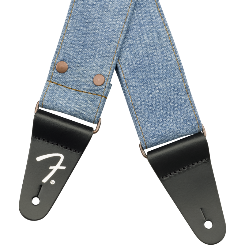 Fender  x Wrangler Riveted Denim Strap, Light Indigo - 3