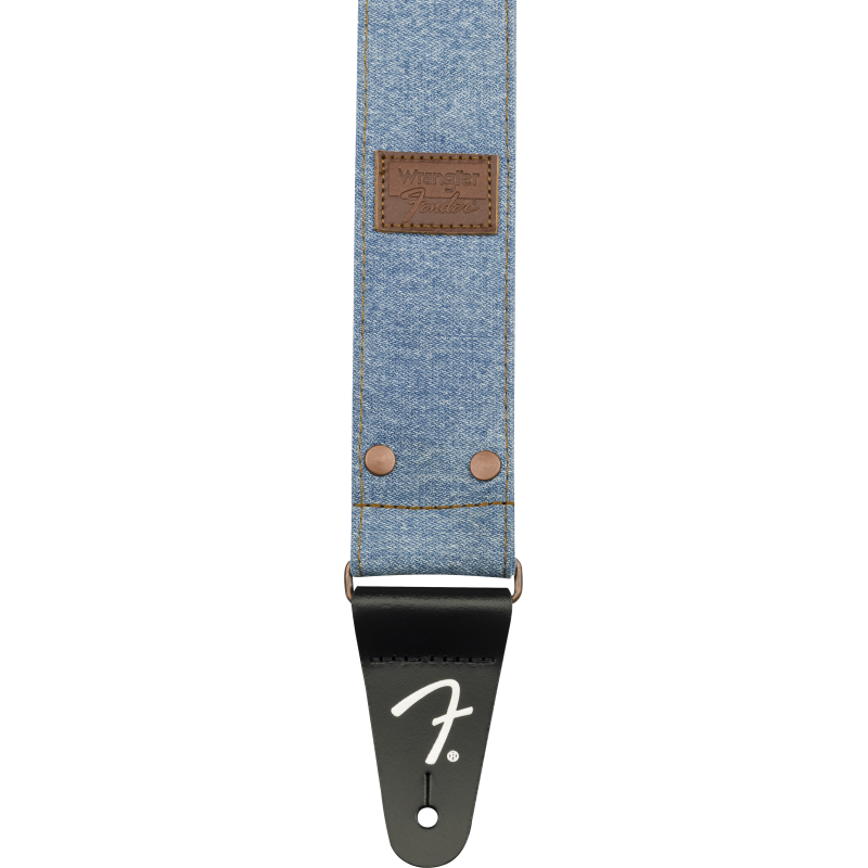 Fender  x Wrangler Riveted Denim Strap, Light Indigo - 4