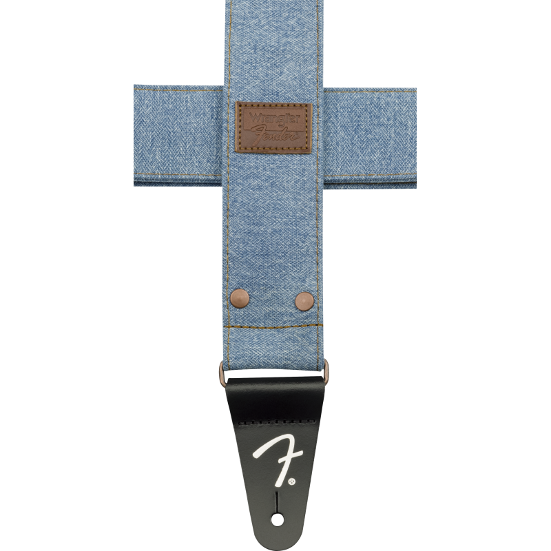 Fender  x Wrangler Riveted Denim Strap, Light Indigo - 5