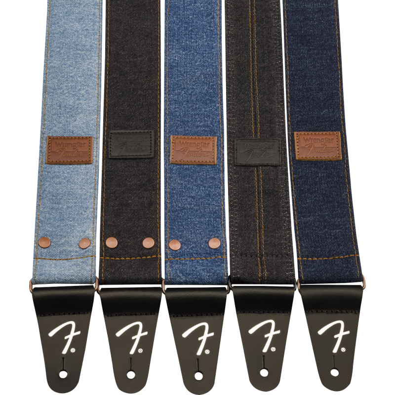 Fender  x Wrangler Riveted Denim Strap, Light Indigo - 6