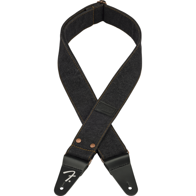 Fender  x Wrangler Riveted Denim Strap, Black - 1