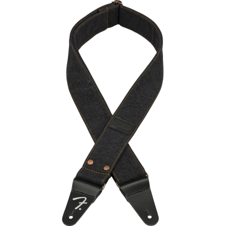 Fender  x Wrangler Riveted Denim Strap, Black - 1