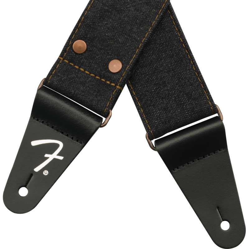 Fender  x Wrangler Riveted Denim Strap, Black - 3