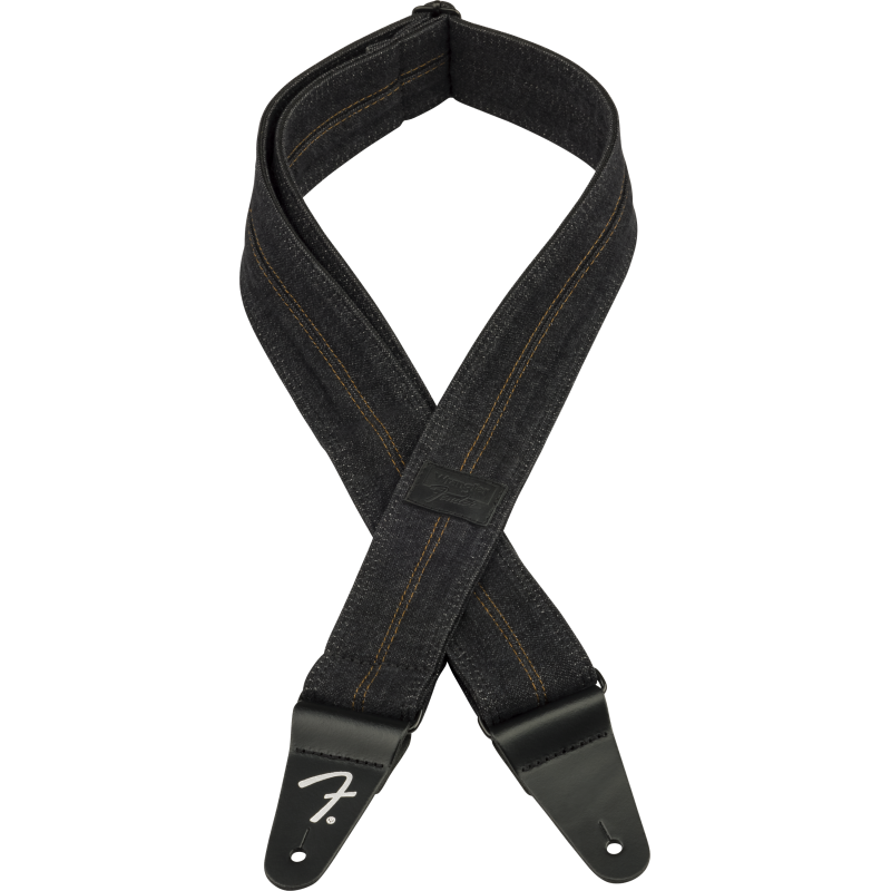 Fender  x Wrangler Denim Strap, Washed Black Stitch - 1