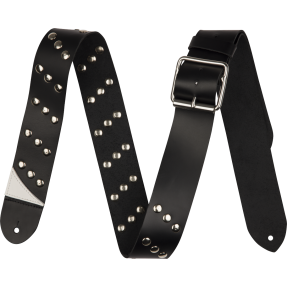 Jackson  Diagonal Stud Leather Strap, Black, 2.5" - 1