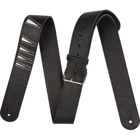 Jackson  Shark Fin Leather Strap, Black and White, 2" - 1