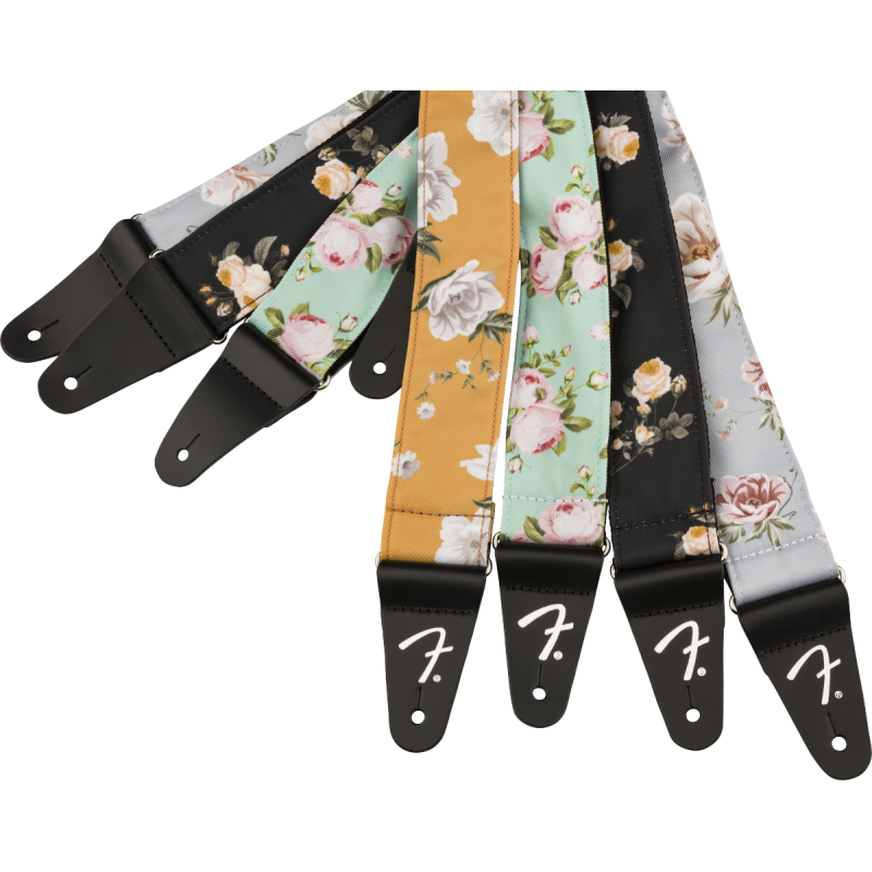 Fender Floral Strap, Gray, 2" - 3 Fender Floral Strap, Gray, 2" - 3