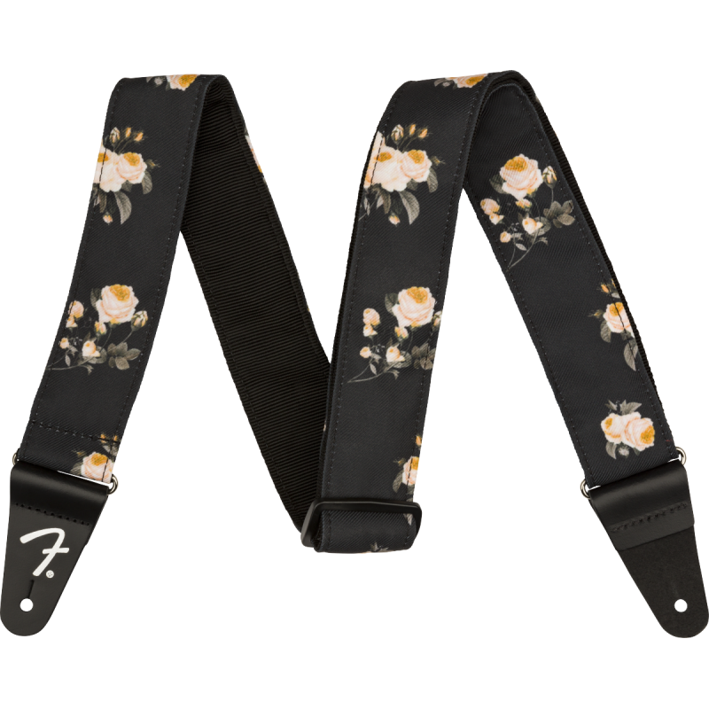 Fender Floral Strap, Black, 2" - 1 Fender Floral Strap, Black, 2" - 1