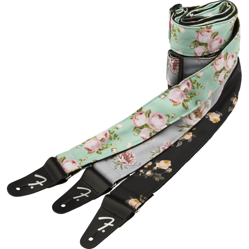Fender Floral Strap, Black, 2" - 3 Fender Floral Strap, Black, 2" - 3