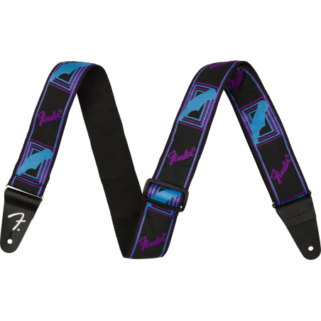 Fender Neon Monogrammed Strap, Blue and Purple, 2" - 1