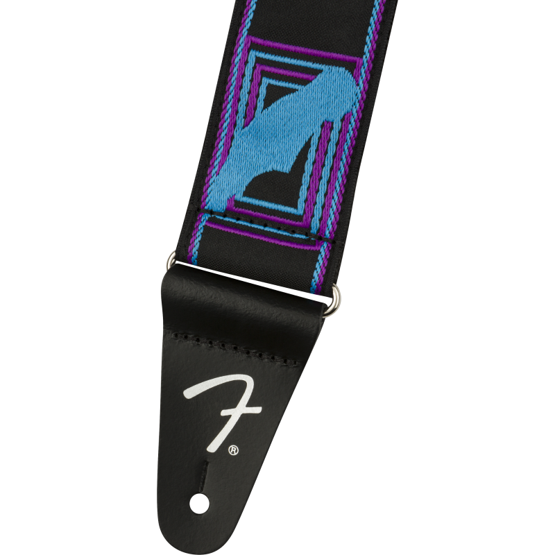 Fender Neon Monogrammed Strap, Blue and Purple, 2" - 2 Fender Neon Monogrammed Strap, Blue and Purple, 2" - 2