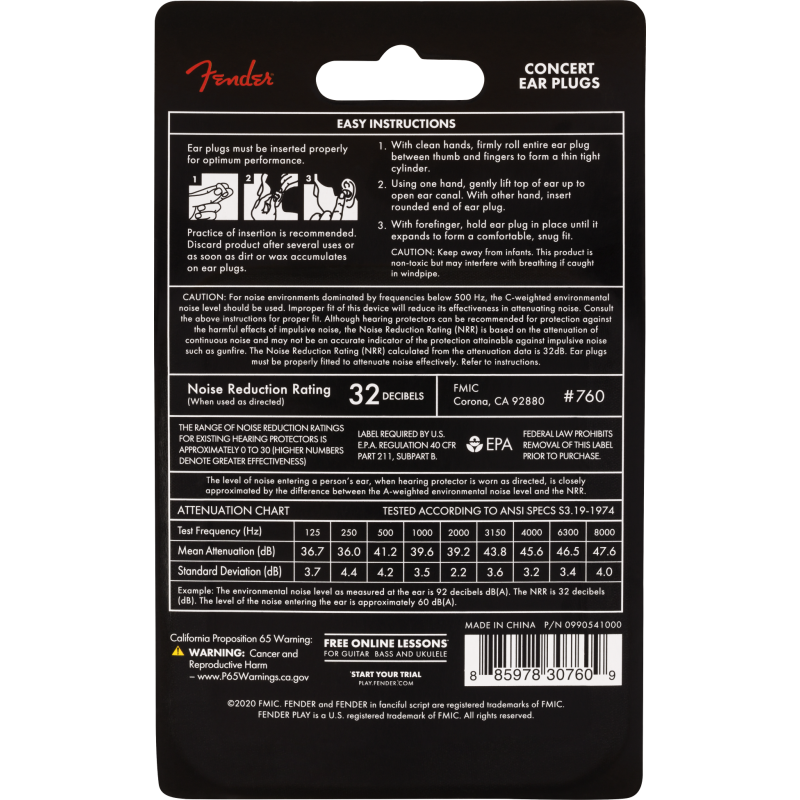 Fender Concert Ear Plugs (10 Pair), Daphne Blue - 2 Fender Concert Ear Plugs (10 Pair), Daphne Blue - 2