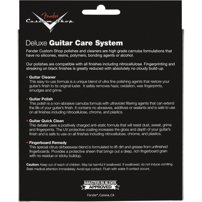 Fender Custom Shop Deluxe Guitar Care System, 4 Pack, Black - 4