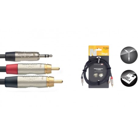 Stagg NYC1.5/MPS2CMR - kabel przejściowy 1,5m - 1
