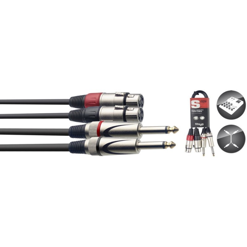 Stagg STC060PXF - podwójny kabel połączeniowy 60cm - 1 Stagg STC060PXF - podwójny kabel połączeniowy 60cm - 1