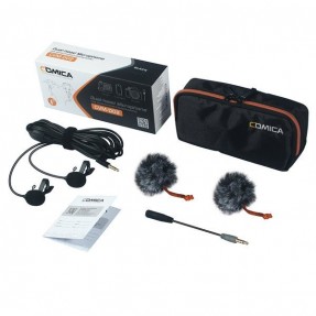 Comica CVM-D02 R 6.0M - podwójny mikrofon lavalier do kamery, aparatu, smartfona - 1