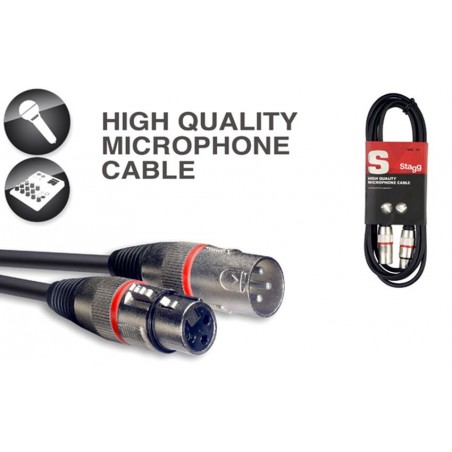 Stagg SMC3 XX RD – kabel mikrofonowy 3m z oznaczeniem końcówek - 1