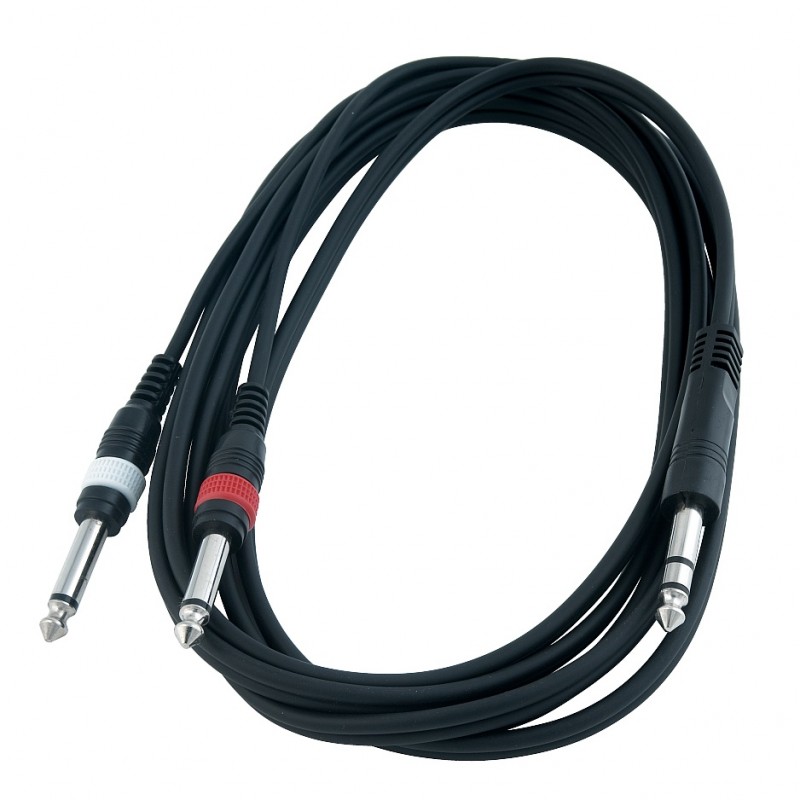 RockCable RCL 20921 D4 - Kabel Patch (TRS 6.3 mm - 2 x TS 6.3 mm) - 1 m - 1