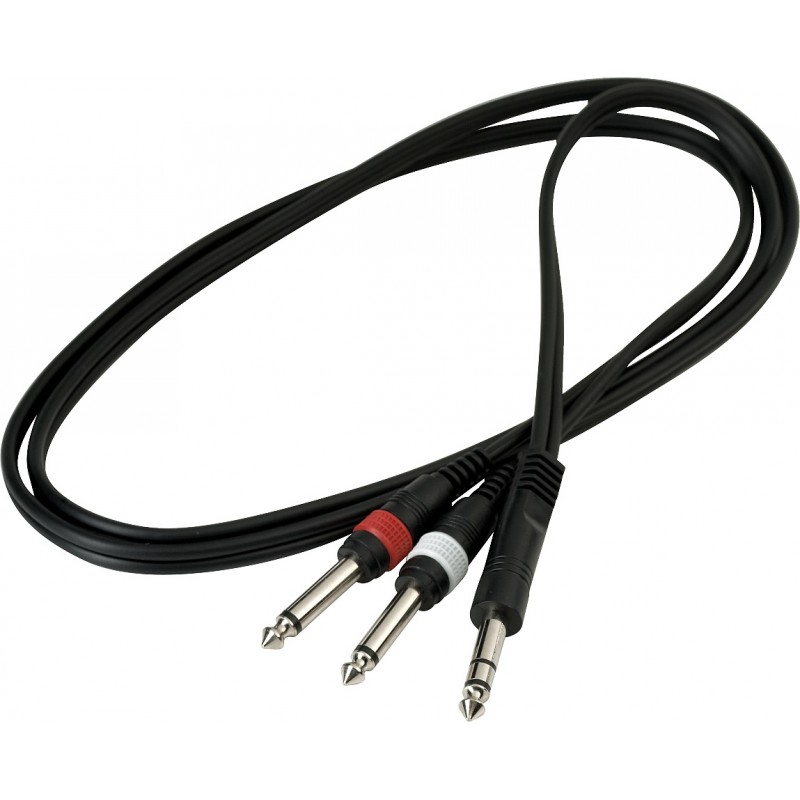 RockCable RCL 20922 D4 - Kabel Patch (TRS 6.3 mm - 2 x TS 6.3 mm) - 1.5 m - 2