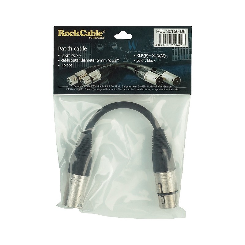 RockCable RCL 30150 D6 - Kabel Patch (XLR - XLR) - 15 cm - 2 RockCable RCL 30150 D6 - Kabel Patch (XLR - XLR) - 15 cm - 2