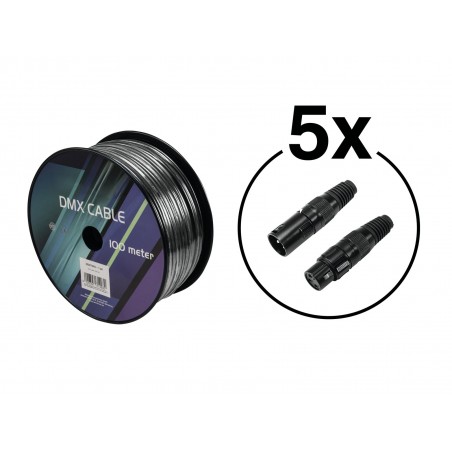 EUROLITE Set DMX cable 2x0.22 100m sw + 10 connectors - 1