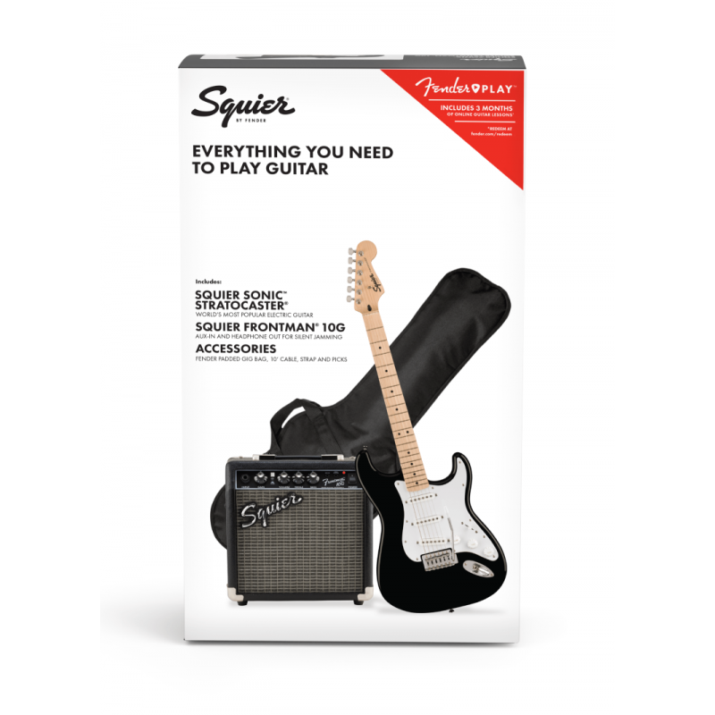 Squier Sonic Stratocaster Pack MF Black Gig Bag, 10G - 230V EU - zestaw gitarowy - 2