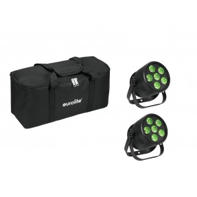 EUROLITE zestaw reflektorów 2x LED Silent Par 6 QCL Floor BL + torba - 1