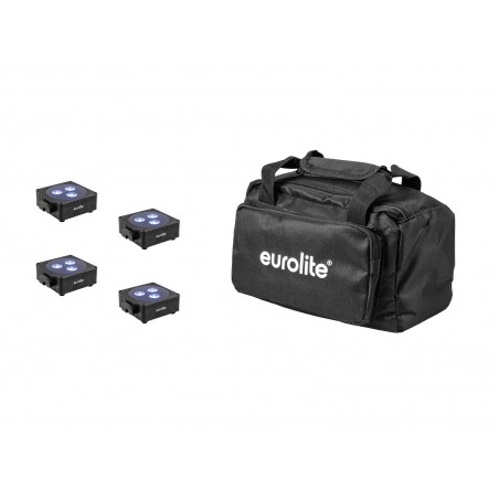 EUROLITE zestaw reflektorów na akumulator 4x AKKU Flat Light 3 BK + torba - 1