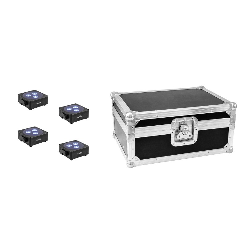 EUROLITE zestaw reflektorów na akumulator 4x AKKU Flat Light 3 BK + skrzynia - 1 EUROLITE zestaw reflektorów na akumulator 4x AKKU Flat Light 3 BK + skrzynia - 1