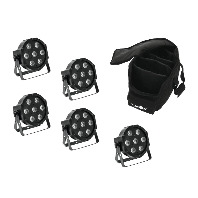 EUROLITE zestaw reflektorów LED PAR 5x LED SLS-7 HCL Spot + torba - 1 EUROLITE zestaw reflektorów LED PAR 5x LED SLS-7 HCL Spot + torba - 1