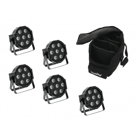 EUROLITE zestaw reflektorów LED PAR 5x LED SLS-7 HCL Spot + torba - 1