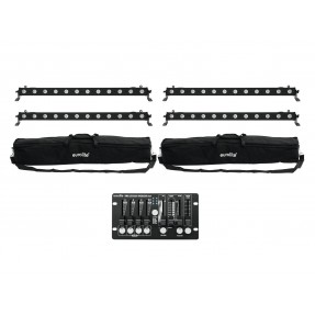 EUROLITE zestaw oświetleniowy 4x LED BAR-12 QCL RGBW + 2x torba + kontroler - 1
