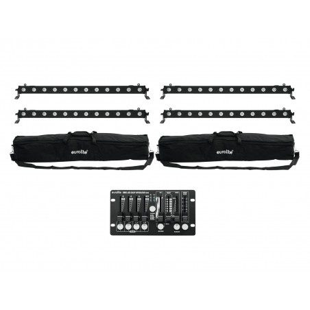 EUROLITE zestaw oświetleniowy 4x LED BAR-12 QCL RGBW + 2x torba + kontroler - 1