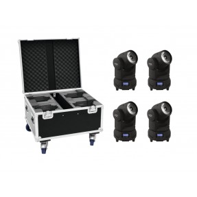 EUROLITE zestaw oświetleniowy 4x LED TMH-X1 ruchoma głowa Beam + skrzynia - 1