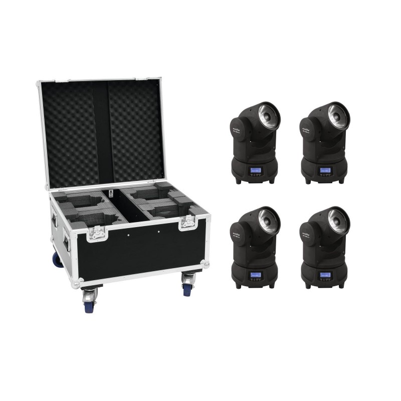 EUROLITE zestaw oświetleniowy 4x LED TMH-X1 ruchoma głowa Beam + skrzynia - 1 EUROLITE zestaw oświetleniowy 4x LED TMH-X1 ruchoma głowa Beam + skrzynia - 1