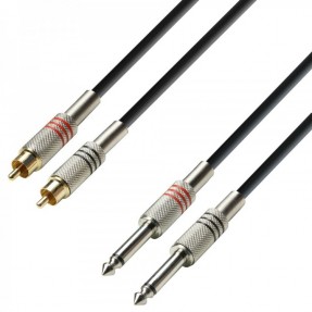 Adam Hall K3TPC0100 - kabel 2x RCA M - 2x Jack M, 1m