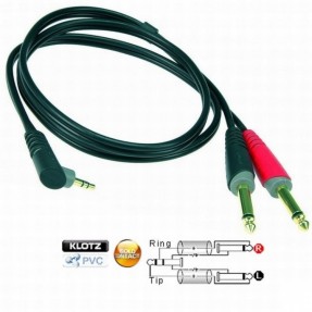KLOTZ AY5A-0200 - kabel M Jack kąt - 2 x JACK 2m