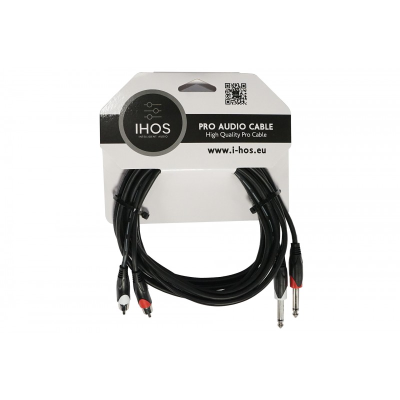 IHOS IC-RCA2JACK - kabel audio, 2 x męski jack 6,3mm do 2 x męski RCA, 3m - 1