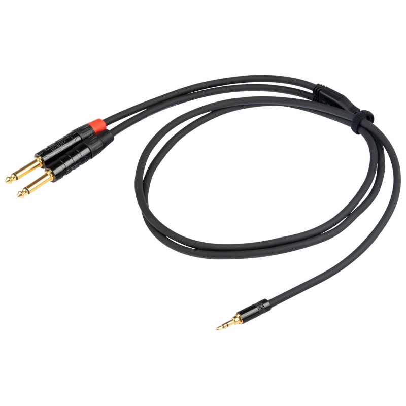 Proel Stage CHLP170LU5 - Kabel audio "Y" Jack stereo 3,5 mm - 2x Jack mono 6,3 mm 1,5 m - 1