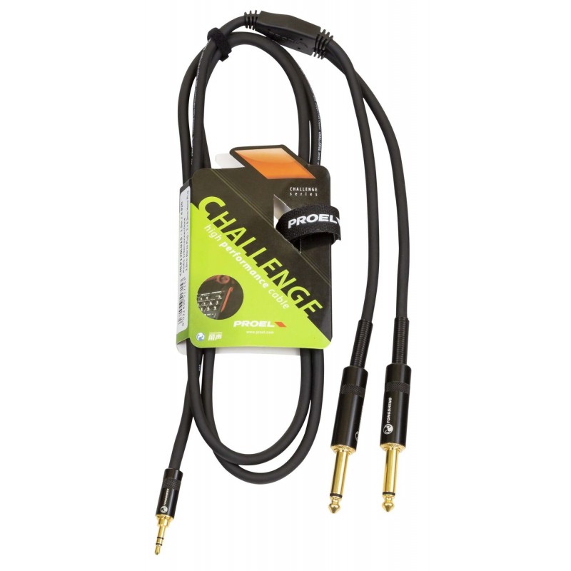 Proel Stage CHLP170LU5 - Kabel audio "Y" Jack stereo 3,5 mm - 2x Jack mono 6,3 mm 1,5 m - 2