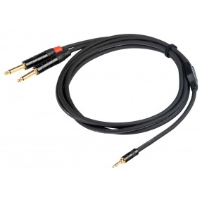 Proel Stage CHLP170LU15XL - Kabel audio "Y" Jack stereo 3,5 mm - 2x Jack mono 6,3 mm 1,5 m - 1